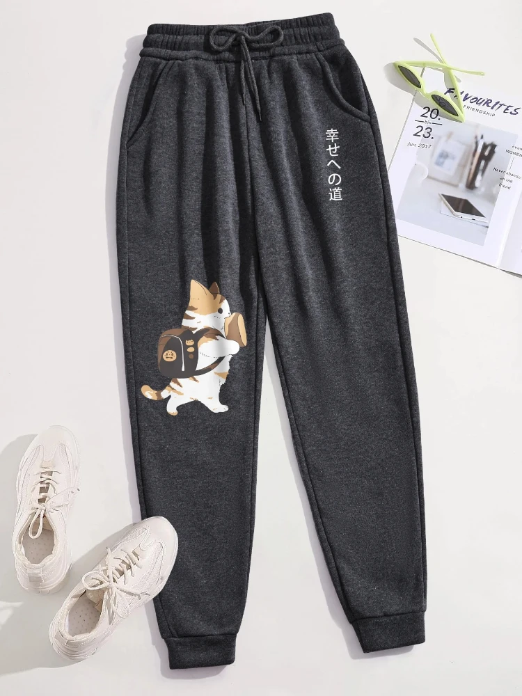 

Fashionable Street New Pants Men Kawaii Cat Cartoon Pattern Printed Casual Pants Multifunction Pocket Fashion Pants S-3XL
