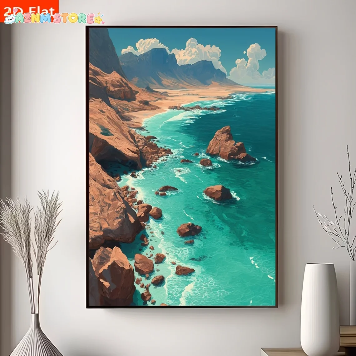 2027,1pc Arabian Peninsula Tropical Landscape Canvas Poster - Frameless Vertical Wall Art Suitable for Home, Office, Hotel De