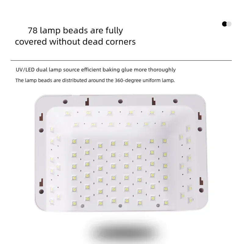 مصباح أظافر T9 96W مع حامل هاتف ومسند لليد، 78 خرزة LED، مصدر ضوء مزدوج، 5 أوضاع مؤقت، علاج سريع #4