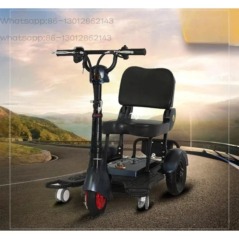 Small folding tricycle, adult family travel scooter