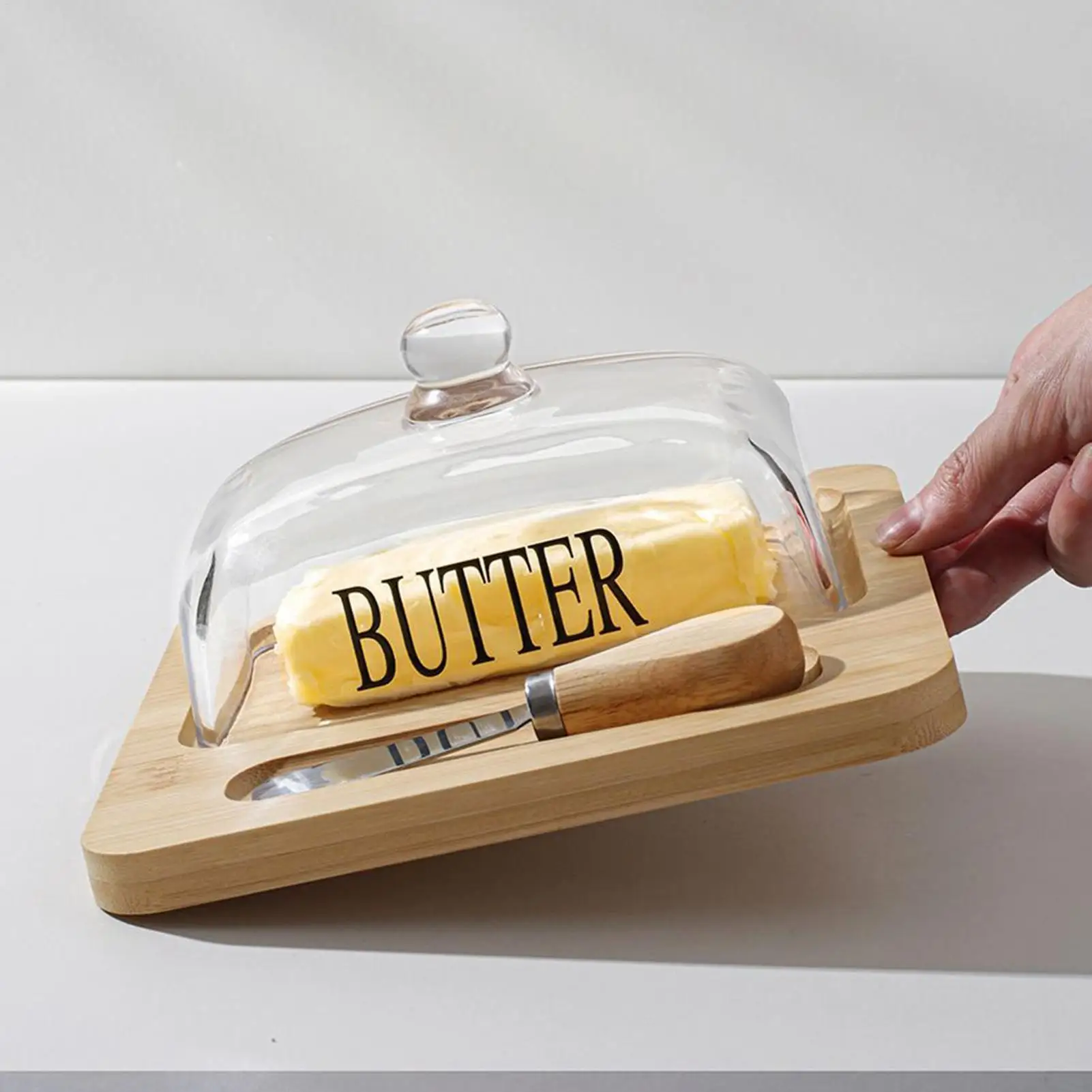 

Поднос для масла, стеклянный поднос для хранения с крышкой, держатель для масла, контейнер с резаком для дома, кухни, обеденного стола, завтрака на открытом воздухе