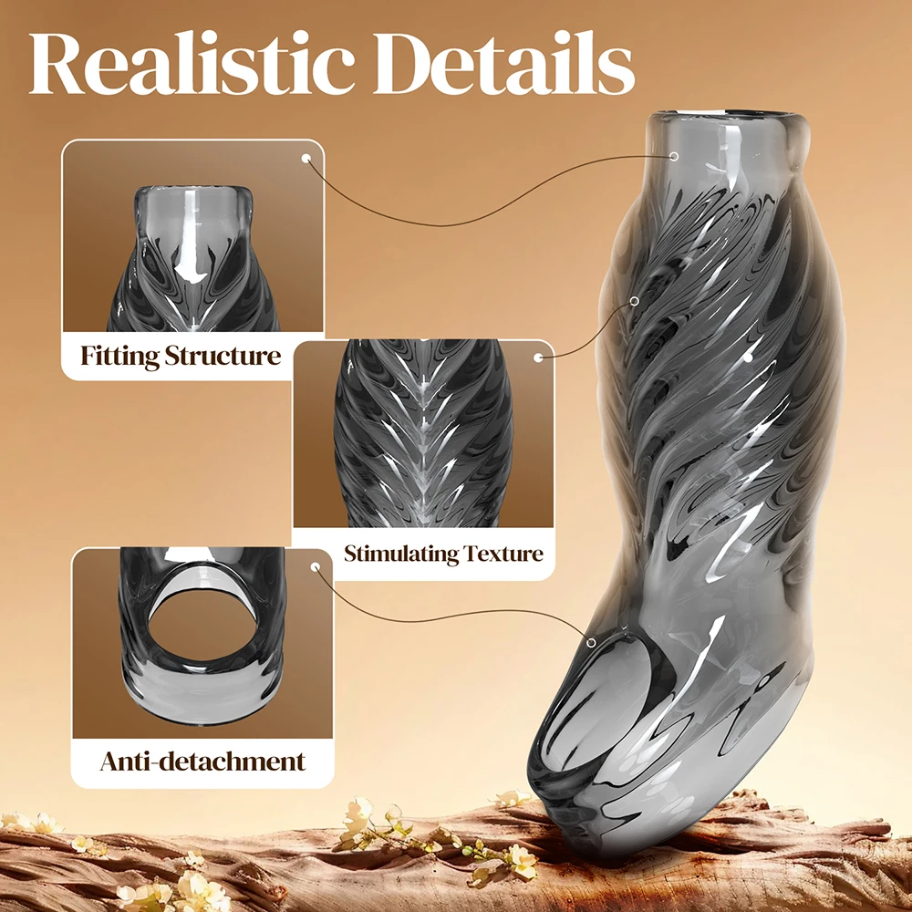 Penis Enlargement Sleeve Reusable Condoms Penis Extension Delay Ejaculation Dildo Cover Sex Toys for Men Adult Sex Products view 3