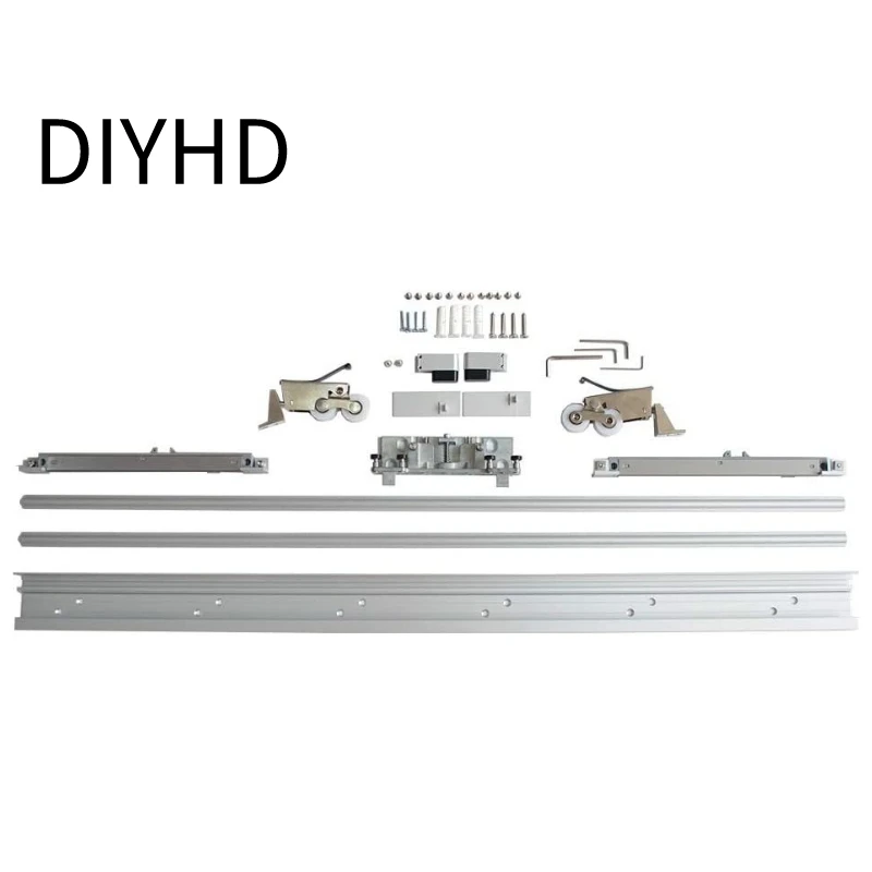 Imagem -04 - Escondido Deslizante Porta do Celeiro Hardware Track Kit Fechamento Suave Parede Interior Mount Track Trilha Rolling Grupo sem Porta 38