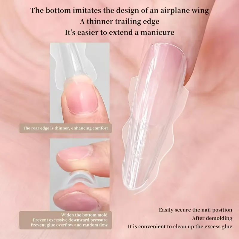 180 Uds nuevo molde de extensión de uñas sándwich capa intermedia formas de uñas duales fácil de dar forma ovalado/café mezclado 15 tamaños herramienta de extensión manicura