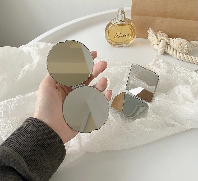 휴대용 여성용 스테인리스 스틸 메이크업 거울 손거울 접이식 화장 거울 다양한 모양