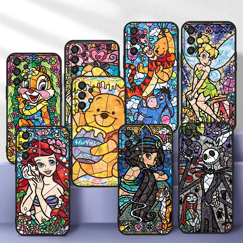 Anime Princess Mickey Mouse For Samsung Galaxy A54 A34 A73 A52S A72 A52 A32 A22 A12 A21S 4G 5G Silicone Soft Black Phone Case