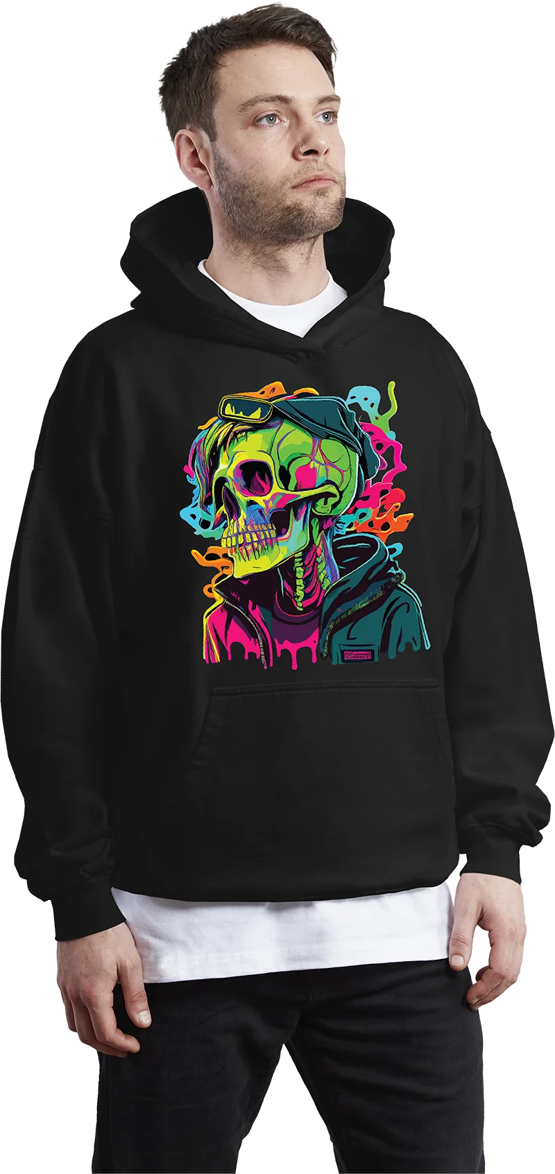 Color Skull Man Ironing Sticker Clothes DTF Fashion T-shirt Hoodie DIY Jacket Patch Hot Paste Paper