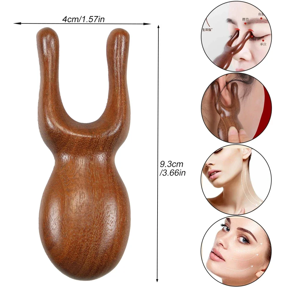 Facial Wood Gua Sha Tool, Nose Shaper Natural Wooden GuaSha Scrapers, Multifunctional Handheld Meridians Acupoint Massage Tool