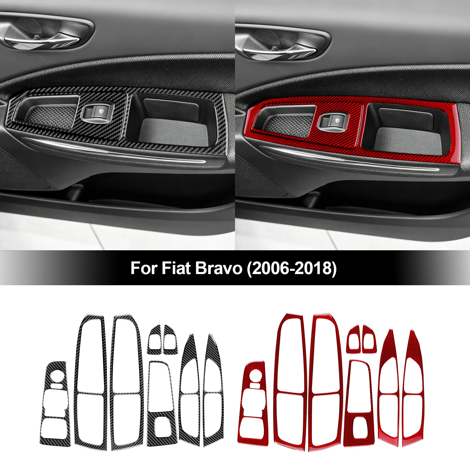 Real Soft Carbon Fiber Sticker For Fiat Bravo II 198 2006 2007 2008-2018 Car Window Switch Panel Trim Interior Accessories