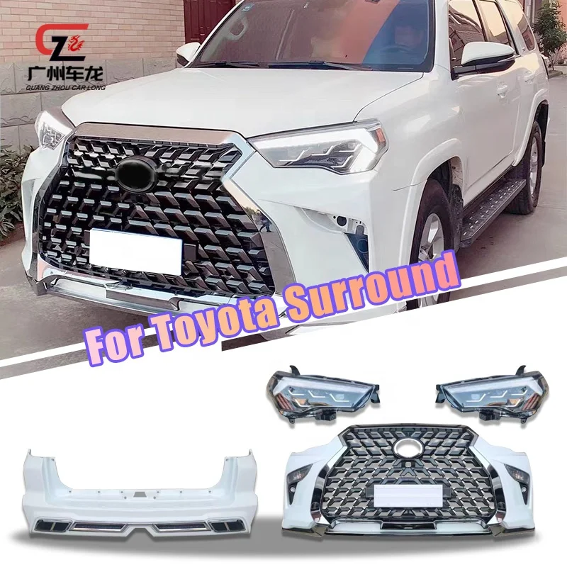 for  Car bumper Body Kit For Toyota 4Runner 2010-2019 Upgraded Lexus CT200H Style Front bumper Headlights Grille Rear bumper