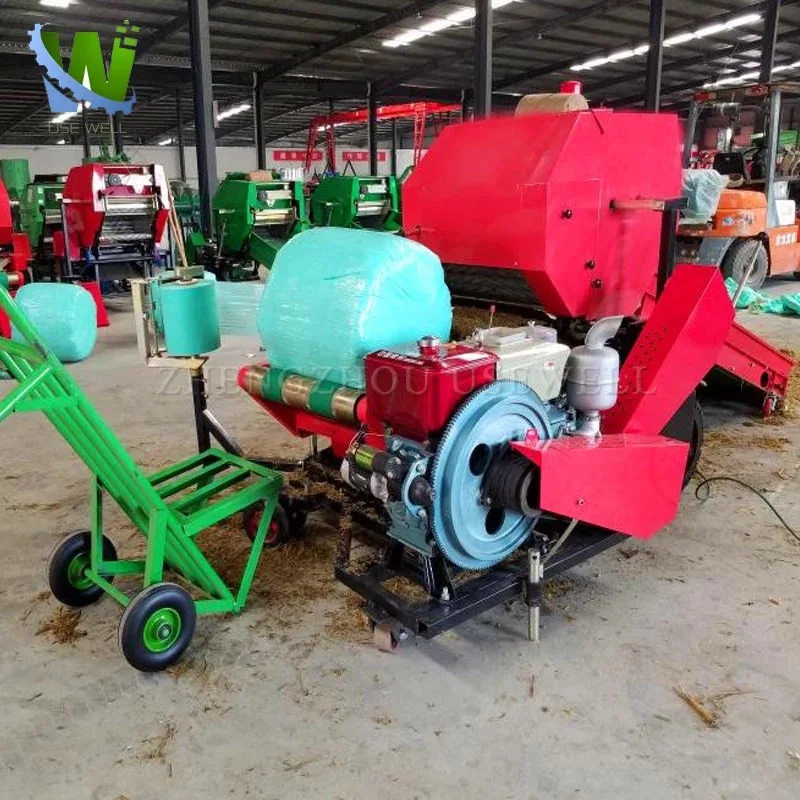 Di esel Automatic Hay Pto Grass Straw Baling Silage Balers Wrapper Packing Machine Round Baler Machine Price For Farm