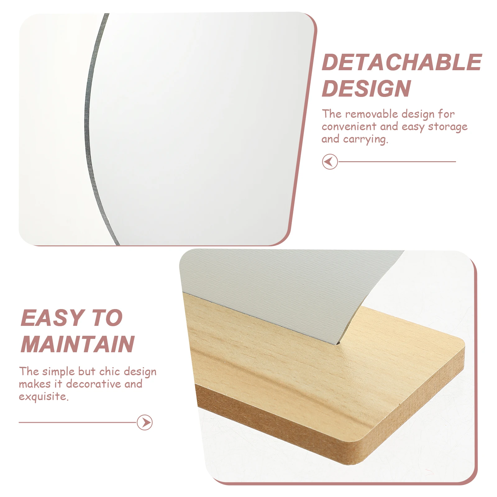 

Flip Vanity Mirror Table Desktop Acrylic Decor Movable Makeup Wooden Stand High Definition Easy Maintenance Bathroom