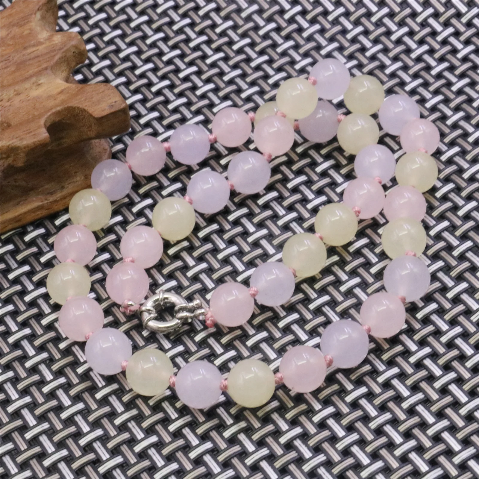 10mm Round Yellow Pink Purple Jades Chalcedony Necklace Natural Stone Jaspers Women Neckwear DIY Fashion Jewelry Making Design