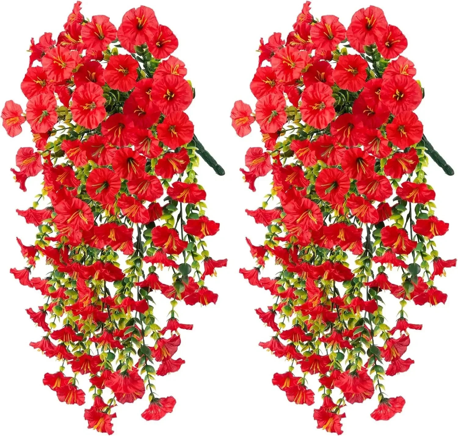 Kunstmatige hangende bloemen planten kunstzijde paars Morning Glory lange wijnstokken UV-bestendig realistisch voor tuinbalkon decor