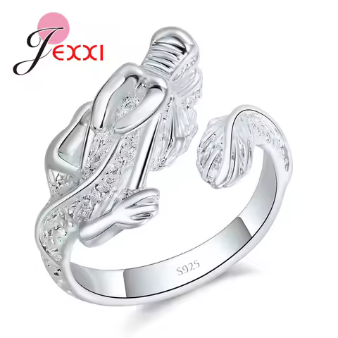 925 Sterling Silver Ring for Women Man Lovers Chinese Style Dragon Adjustable Size Animal Design Fashion Party Accessory
