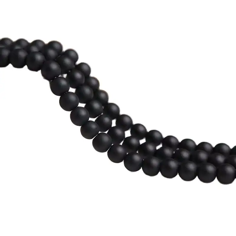 New Natural Stone Black Matte Onyx Agates Round Beads Frost Dull Polish Agat Beads for Jewelry Making 15.5 inches 4 6 8 10 mm