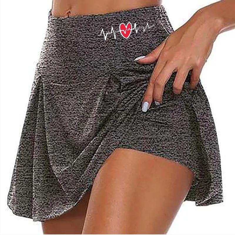 Falda corta deportiva de doble capa para mujer, pantalones cortos de secado rápido para Fitness, Yoga, ropa de playa