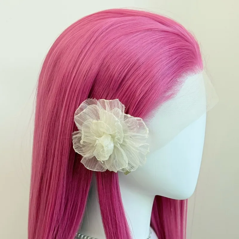 Everbright Store Pink Universal Hand Hook Cos Hair Embryo Collection 13 × 4 Large Lace Hand Hook High Temperature Silk Wig
