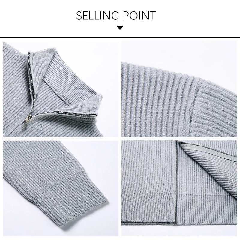 BROWON 2026 New Spring Autumn Vintage Brand Sweater Cardigan Men Solid Color High Collar Zipper Fly Knit Cardigan Men