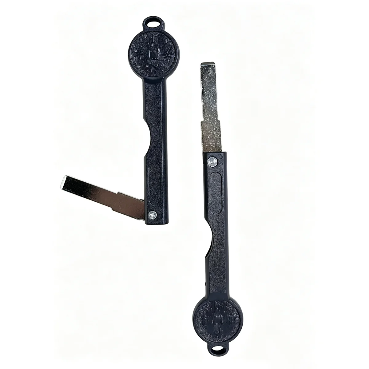 Circular Handle Folding 29mm Long Flat Blade Fingerprint Lock Key Embryo Household Emergency Key