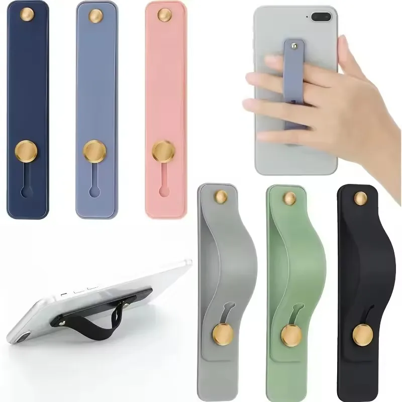 Polsband Handband Vingergreep Mobiele telefoonhouder Stand Push Pull Universele effen kleur Telefoonaansluitinghouder voor iPhone Xiaomi