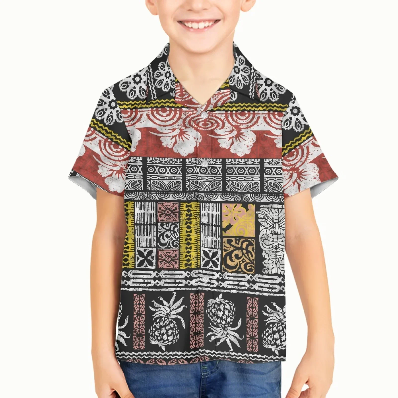 Polynesian Tribal Hawaiian Totem Tattoo Hawaii Prints Shirts Hawaiian Shirt Beach Short Sleeve Fashion Tops Tee Blouse Camisa