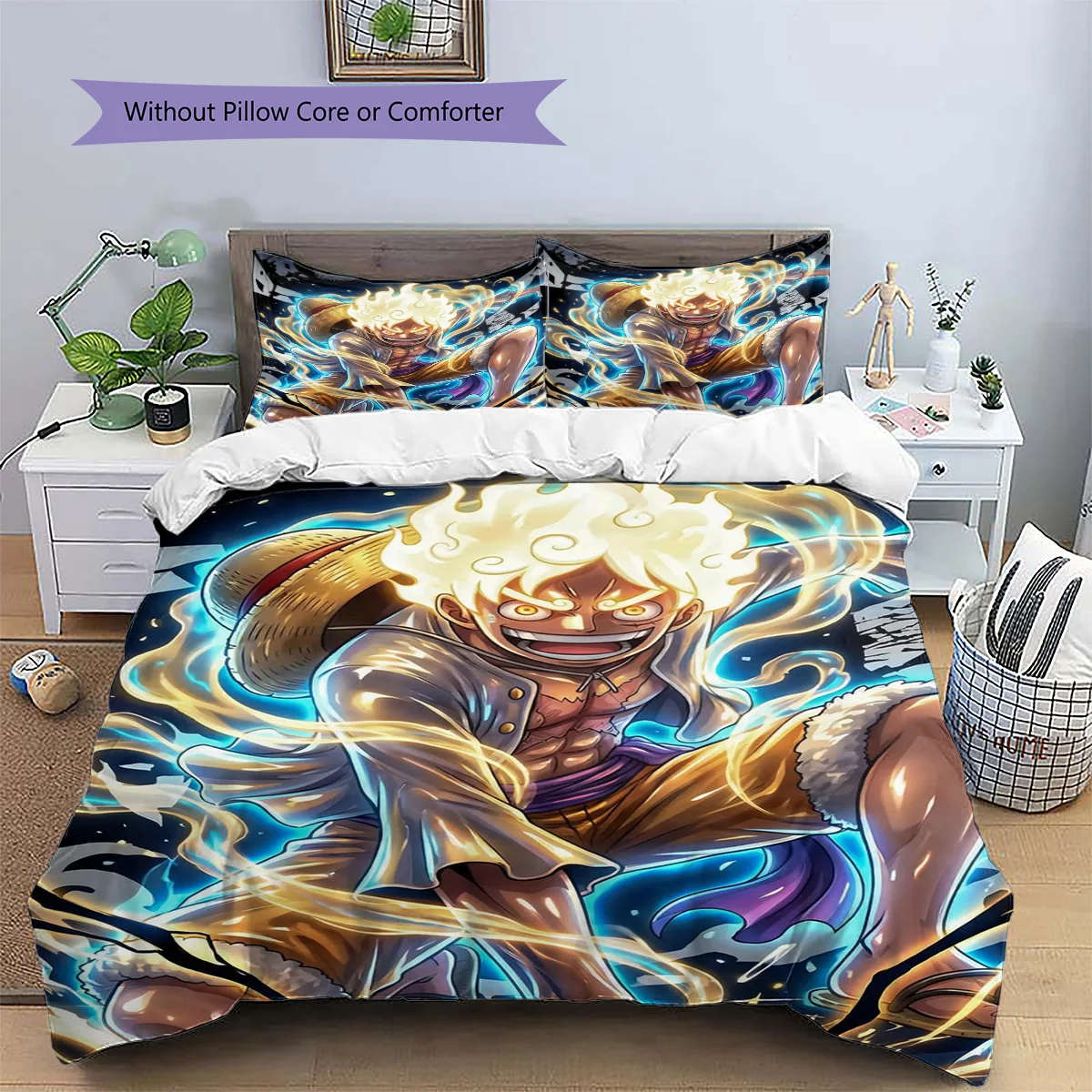 Luffy Patterned Pillowcase & Duvet Cover Set Renovation Anime Bedding for Bedroom Decor Present.-TING