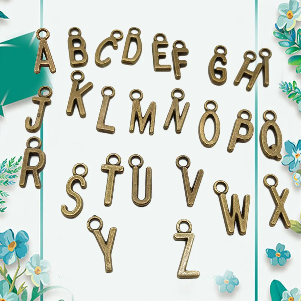

4Sets Alphabet Pendant Charms Alloy Vintage Plating Jewelry Accessories for Necklace Bracelet DIY Jewelry Making Letter Pendants