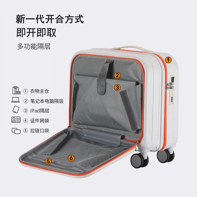 2024 Front-opening Boarding Box Suitcase Portable Travel Password Box Multifunctional Luggage Case