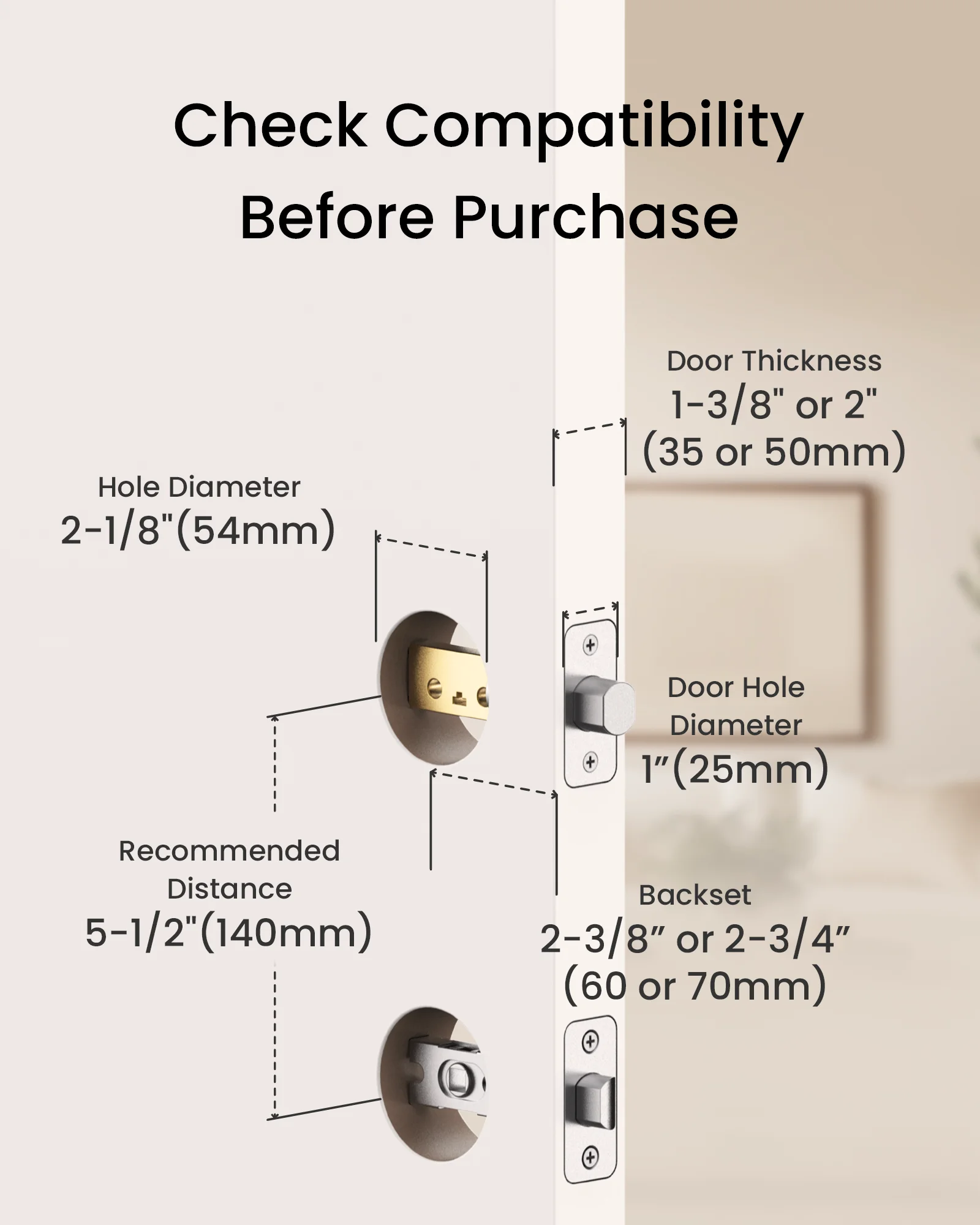 DESLOC ล็อคประตู Keyless Entry พร้อมจอแสดงผล, ปุ่มกด Deadbolt, ล็อคอัตโนมัติ, รหัส PIN 100, โหมด Passage, อายุการใช้งานแบตเตอรี่ 1 ปี