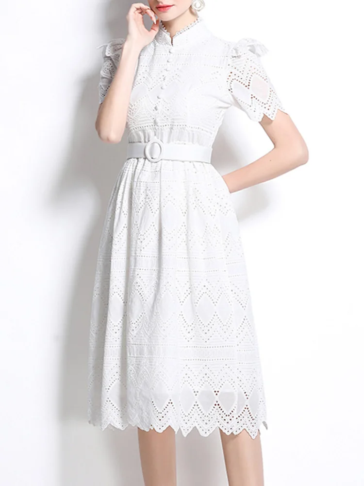 SMTHAM Sommer Elegante Lange Hülse Spitze Chiffon Maxi Party Kleid frauen Gürtel Plissee Abend Prom Vestidos Aushöhlen Robe