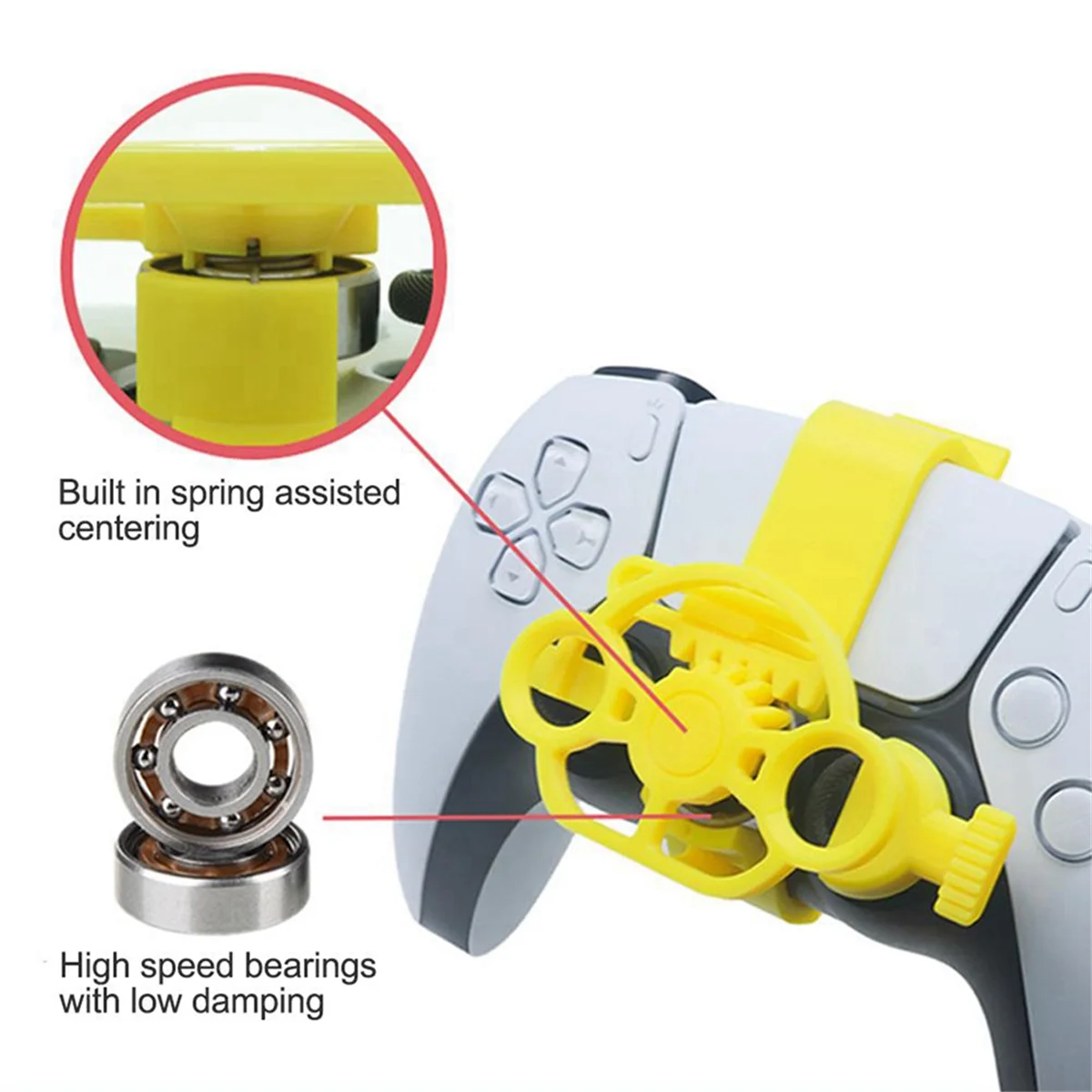 Mini Steering Wheel Controller for PS5 Racing Games, Gamepad Racing Steering Wheel for Simulation Games(Yellow)