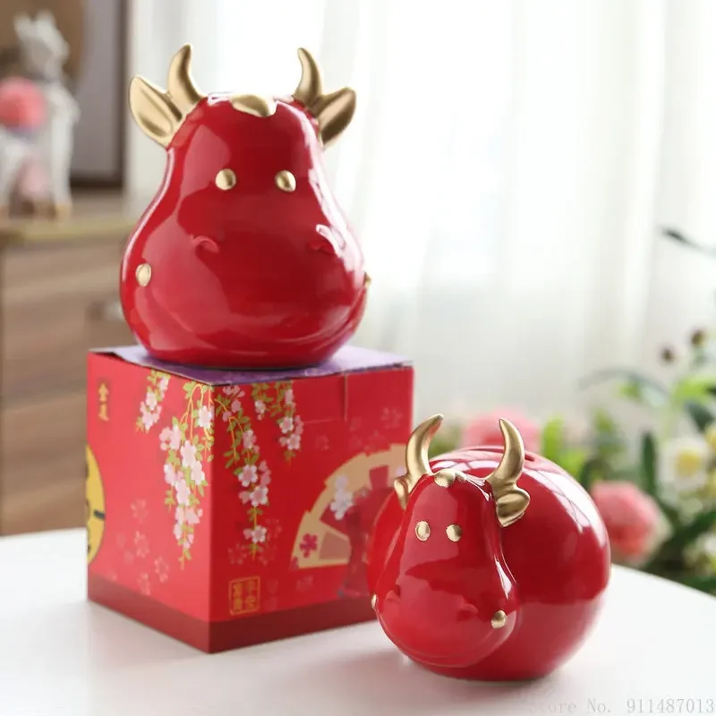 

Cartoon Cow Coin Money Boxes Home Decor Ceramic Money Saving Box Children Toys Birthday Gift Figurines Decoration Piggy Bank 1Pc