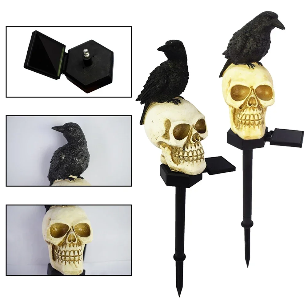 Lámpara Solar de resina enchufable con forma de cuervo para Halloween, herramientas de jardín impermeables para exteriores, accesorios de decoración, 1 ud.