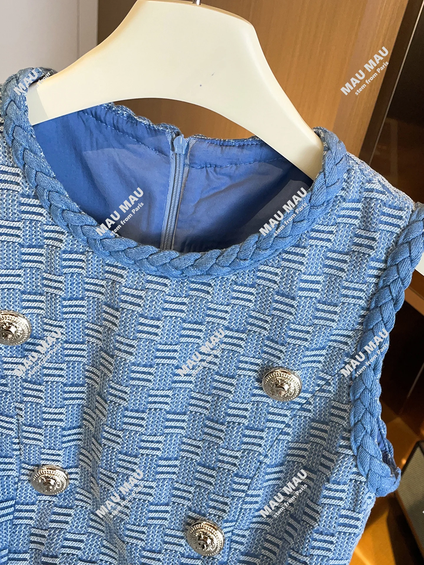 High-End-Herbst-Plaid-Svel-Weste für Damen Dr. Ele Commute Sle, hohe Taille, A-Linie, Silhouette, Ba-Reißverschluss