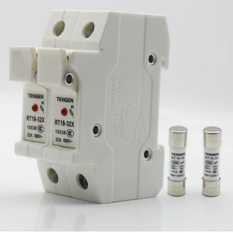 10x38mm RT18-32/20A Ceramic Fuse RT18-32X-2P Base Fuse for Electrical Circuit Protection