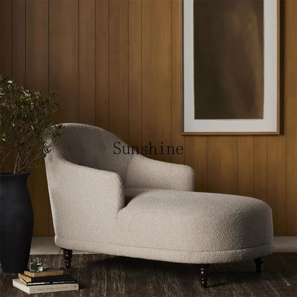 Light luxury concubine chair Italian solid wood small apartment sofa concubine couch living room single bedroom fabric buckle