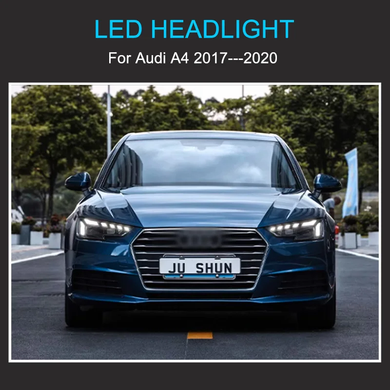 1 Pair LED Headlight Assembly for Audi A4 B9 2017-2020 Headlights Plug and Play with LED DRL Dynamic Turning Front Headlights