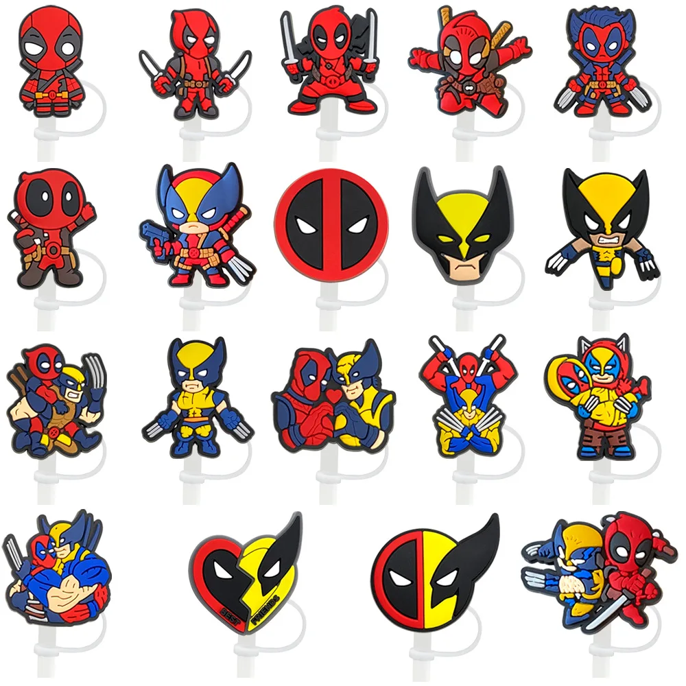 

8-10mm Deadpool and Wolverine Straw Cap Straw Stopper Dust Cap Cartoon Y2k Fashion Toys Anime Cartoon Frind Kawaii Cute