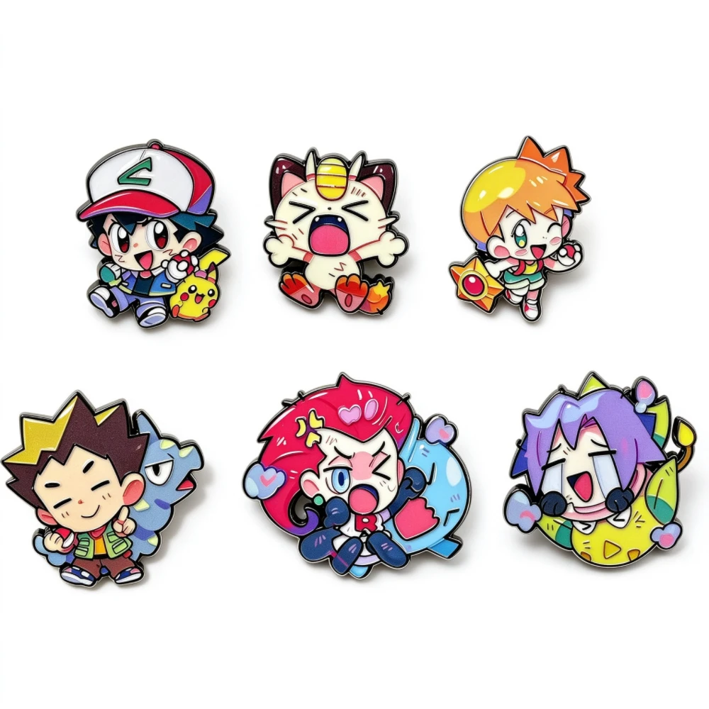 6-teiliges Set mit niedlichen Chibi-Anime-Charakter-Emaille-Ansteckern, Cartoon-Metallbroschen, dekorative Anstecknadeln für Rucksäcke, Jacken, als Geschenk – Detail 6