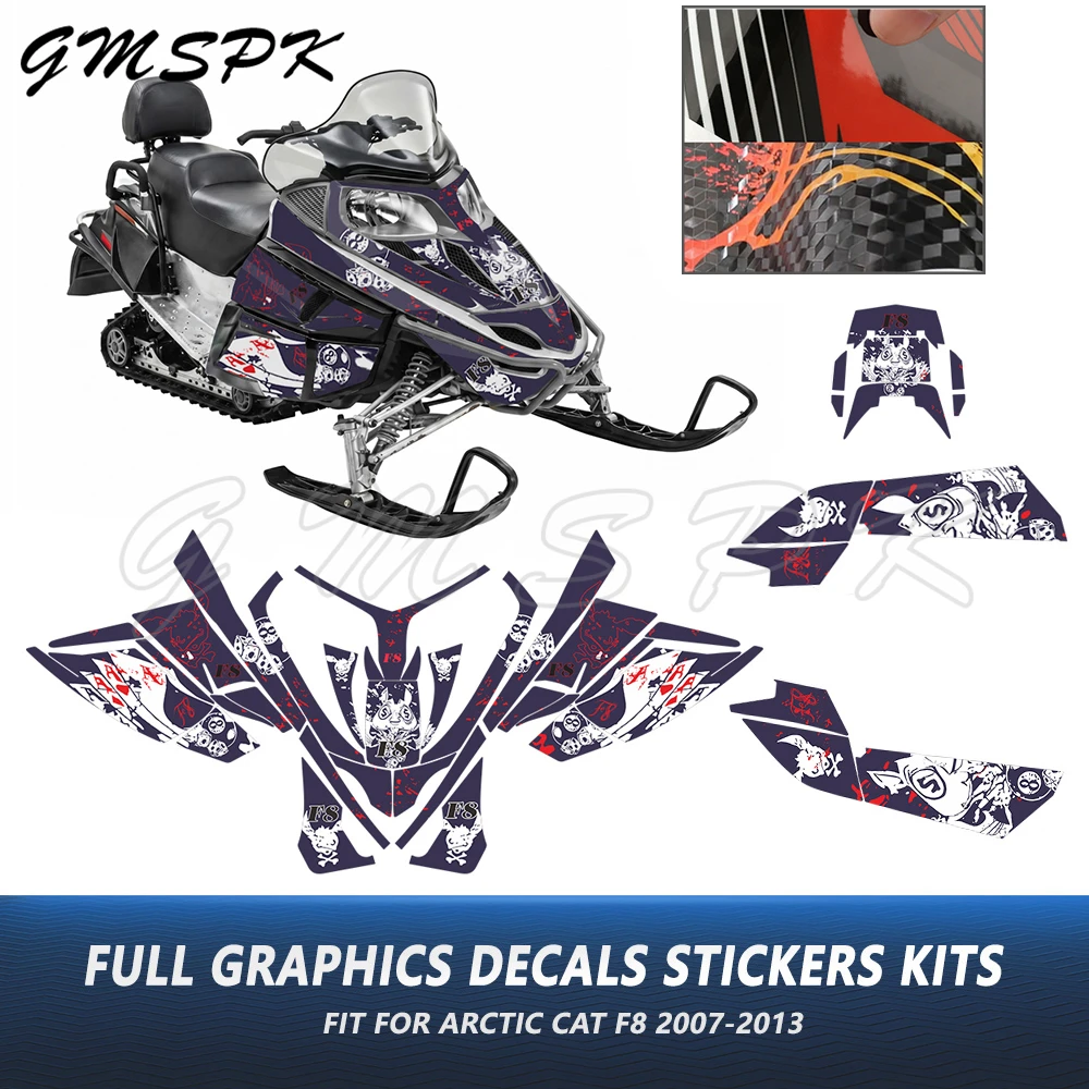 Snowmobile Background Stickers Fit for Arctic Cat F-8 F8 2007 2008 2009 2010 2011 2012 2013 Full Fairing Graphics Decals Kit