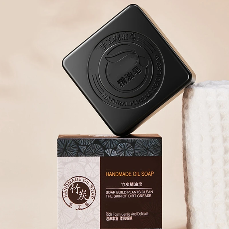 Black Bamboo Charcoal Soap Skin Care Face Body Clear Whitening Soap Remove Acne Deep Cleansing