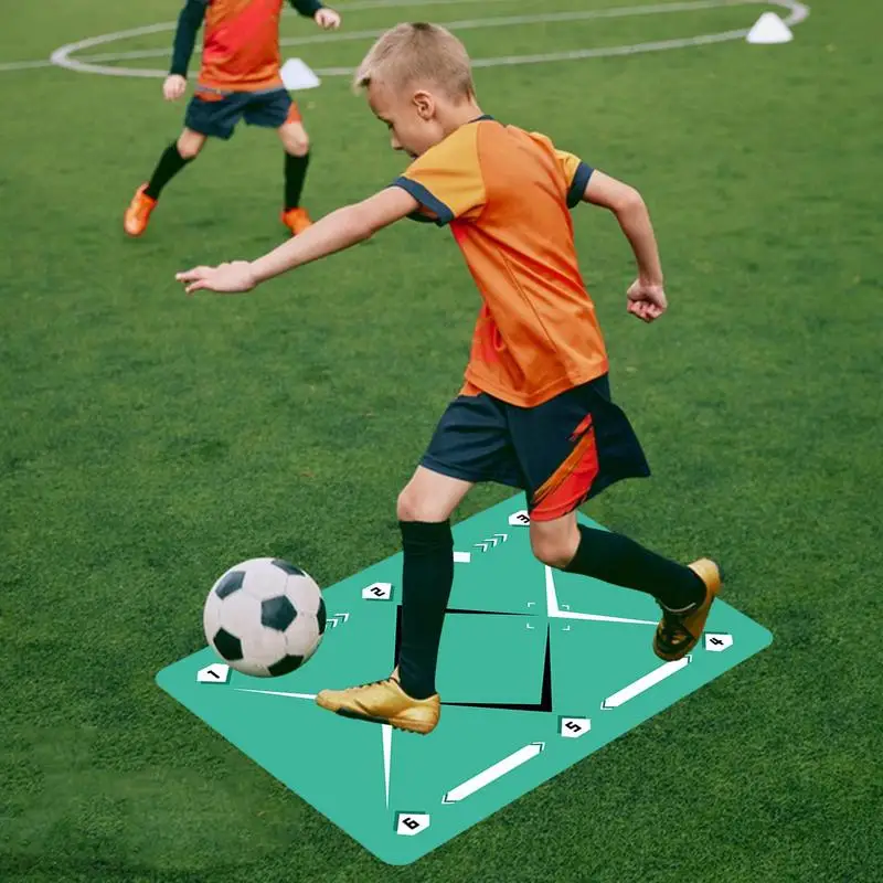 Football Footstep Training Mat 90x60cm Soccer Trainer Rug Dribble Pad Non-Slip Silent Football Agility Training Floormat For