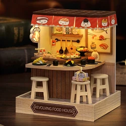 Mini Doll House Kit 3D Puzzle Handmade Assembly Model Building Room Bedroom Decoration With Dust Cover Wooden Crafts Toy Gifts