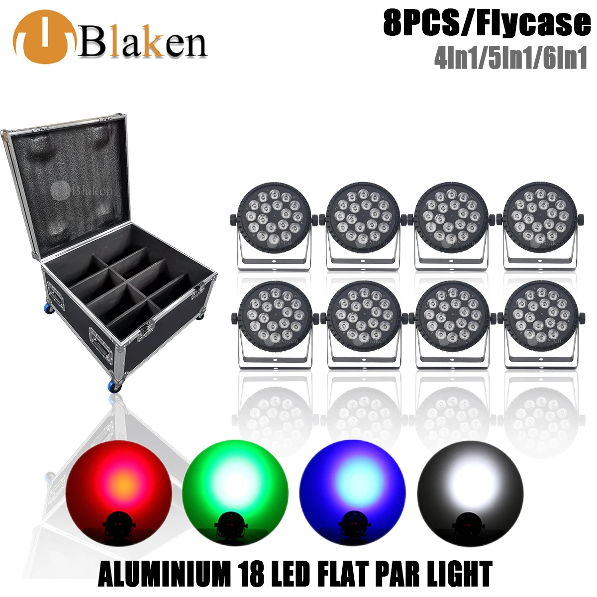 

No Tax 8Pcs Aluminum Alloy LED Flat Par 18x12W/18x18W RGBWA Lights Wireless DMX 512 With 1Pcs Flycase For DJ Disco Party