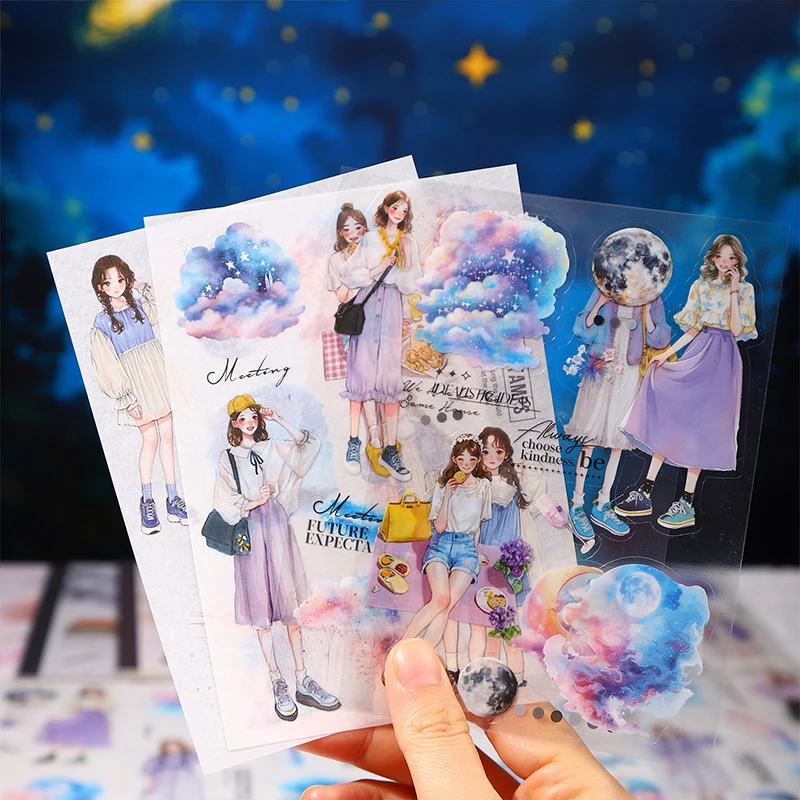Journal GO 20sheets Cute Weather Girl Sticker Book for Collage Junk Journal Scrapbooking DIY Album Planner Card Decor Decals