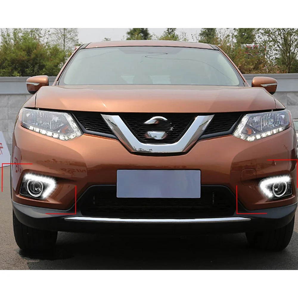 New！ New! LED DRL For Nissan X-Trail Xtrail X trail 2014 2015 2016 Daytime Running Lights Daylight Fog light cover Foglamp