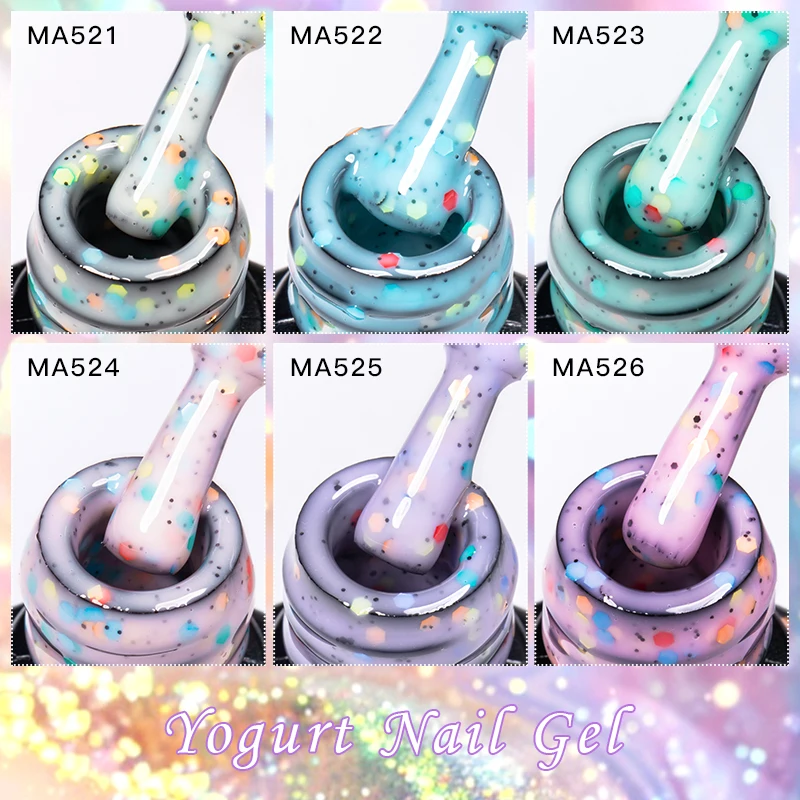 يجتمع عبر 7 مللي معكرون الزبادي هلام طلاء الأظافر بريق الترتر مستلزمات الأظافر UV/LED هلام الورنيش لربيع وصيف الأظافر تصميم #6