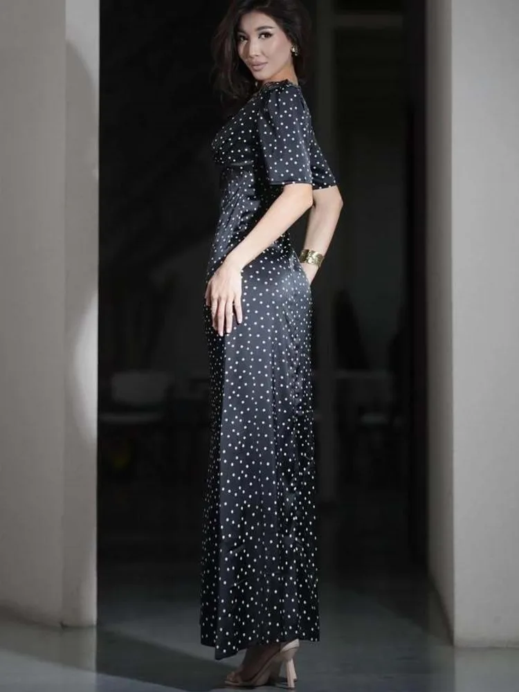 القطب الشمالي القط أنيقة الساتان الدانتيل المرقعة الجوف خارج فستان المرأة مثير شير سبليت نادي الحفلات مساء فستان الخريف الشتاء Vestidos #5