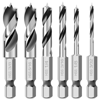 6Pcs Brad Point Drill Bit Set High Speed Steel Wood Drill Bit Set 1/4 Inch Hex Shank Sharp Twist Drill Bit Set Woodworking Tool